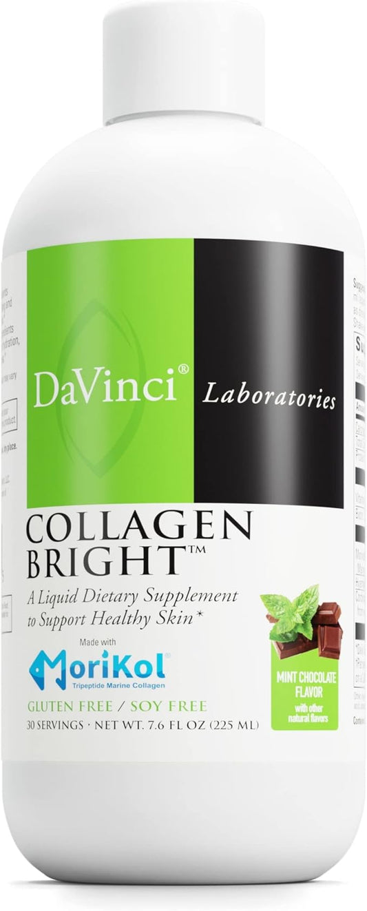 DaVinci Laboratories - Collagen Bright - A Liquid Dietary Supplement to Support Healthy Skin - Gluten Free, Soy Free - Mint Chocolate - 30 Servings, 7.6 Fl Oz