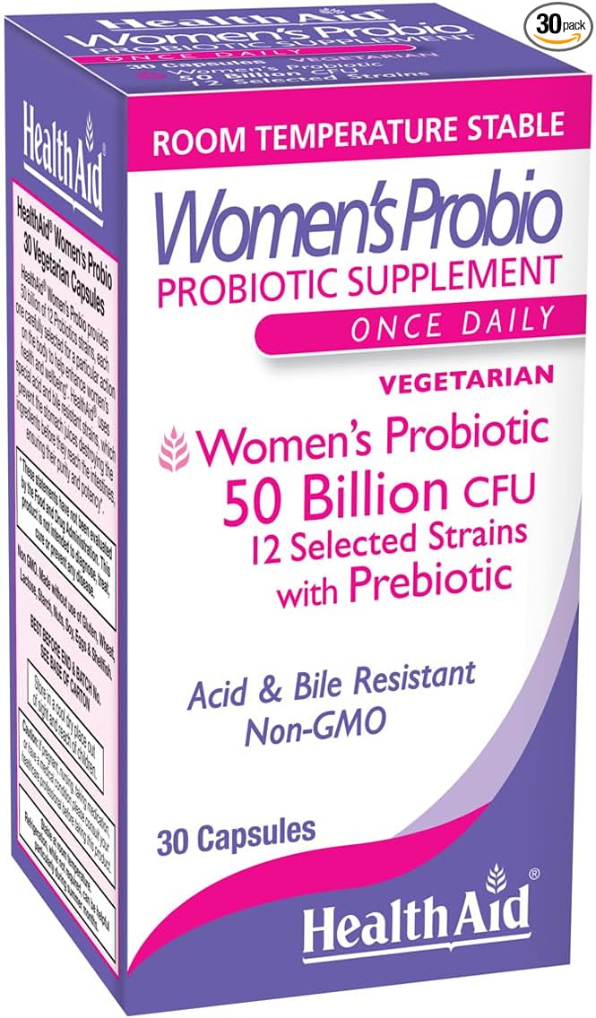 WomensProbio 50 Billion with Prebiotic, 30ct Once Daily Capsule, Support for Feminine Health, Abdominal Bloating, and Yeast Infection, Acid & Bile Resistant, Lactose, Gluten, and GMO Free, Vegetarian