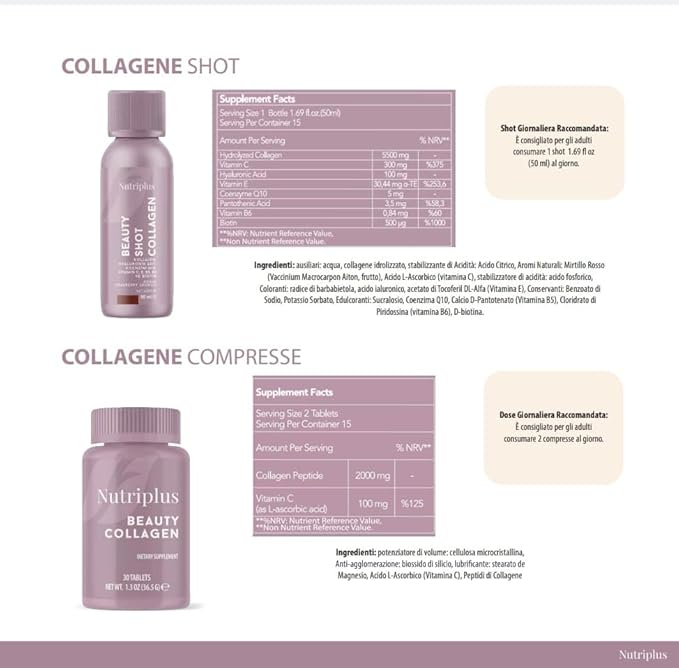 FARMASi Nutriplus Beauty Collagen – 2000 mg Type I & III Collagen + 100 mg Vitamin C, 30 Tablets 36.5 g, 1.3 oz