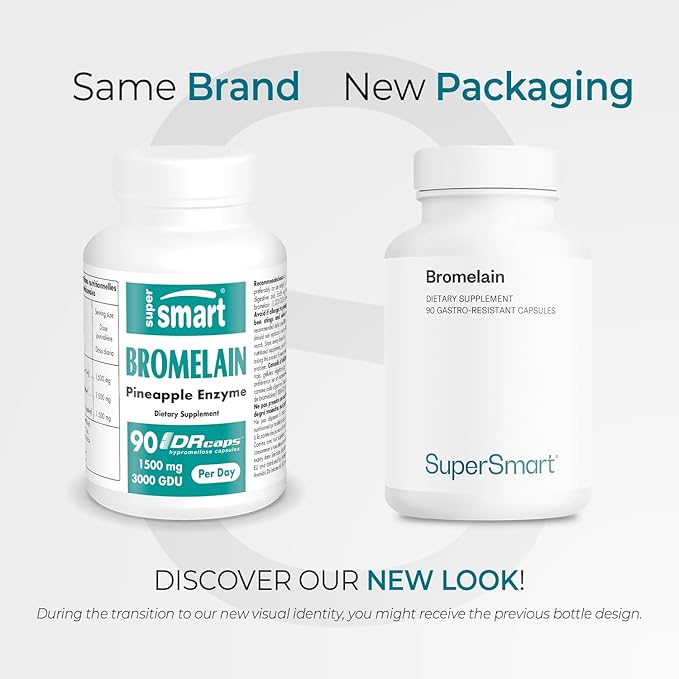 Supersmart - Bromelain Supplement 1500mg/3000 GDU per Day (Proteolytic Enzymes) - Pineapple Extract | Non-GMO & Gluten Free - 90 DR Capsules (Delayed Release)