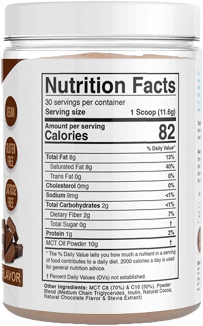 Divine Health Dr. Colbert's Keto Zone MCT Oil Powder | Dutch Chocolate Flavor | 70% C8 | 30% C10 | All Natural Keto Approved for Ketosis | 0 Net Carbs | Gluten Free | 30 Day Supply | 348g |