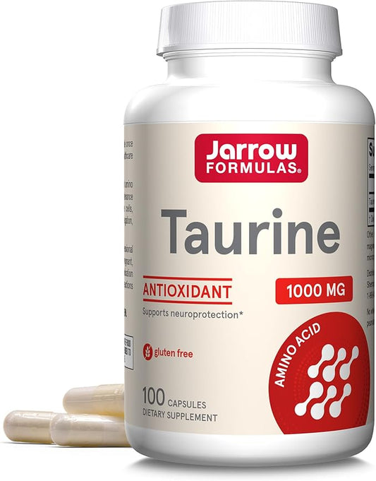 Jarrow Formulas® Taurine 1000 mg, Dietary Supplement, Amino Acid Supplement for Brain Health Support, 100 Capsules, 100 Day Supply