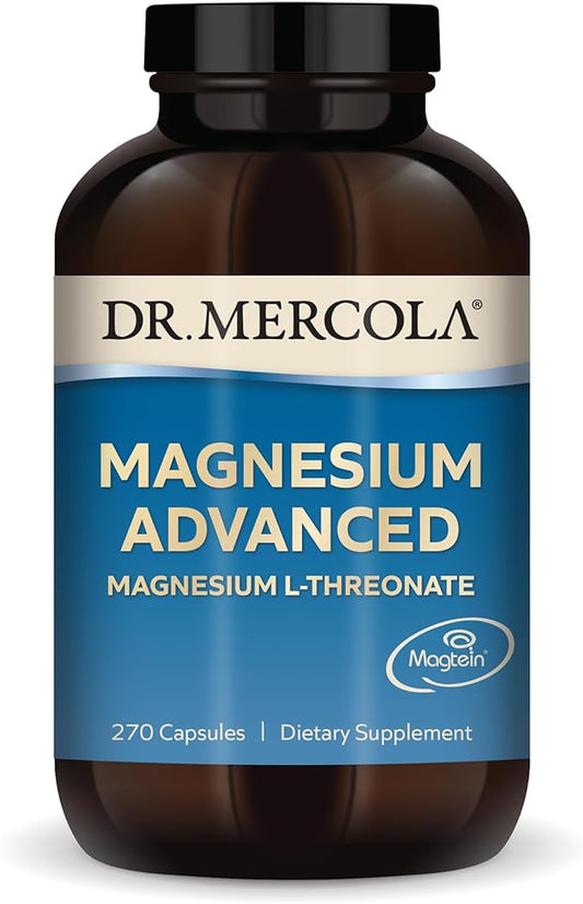 Dr. Mercola Magnesium Advanced - Supports Bone, Joint & Brain Health - Contributes to More Restful Sleep - Non-GMO, Gluten-Free & Soy-Free - 270 Capsules (90 Servings)