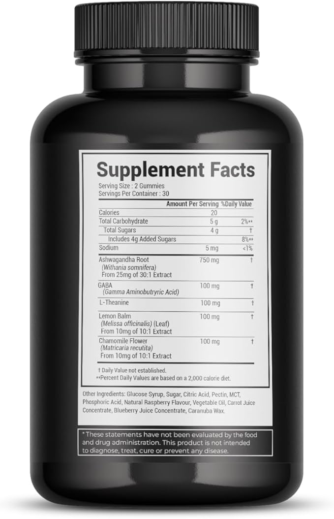 Sleep REANIMATOR - Natural Sleep Gummies for Relaxation, Cognitive Wellness - Ashwagandha, GABA, L Theanine, Lemonbalm, Chamomile - No Caffeine or Melatonin - Raspberry Flavor, 60 Chews