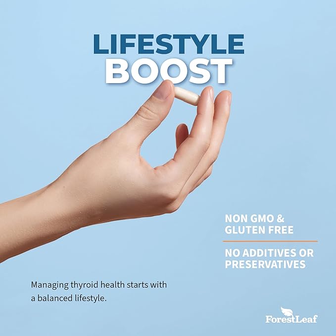 Thyroid Support for Women and Men with Iodine - Energy, Focus & Power Thyroid Supplement - All Natural Herbal Mineral and Vitamin Complex with B12, Zinc, Selenium, Ashwagandha - 60 Vegetarian Capsules