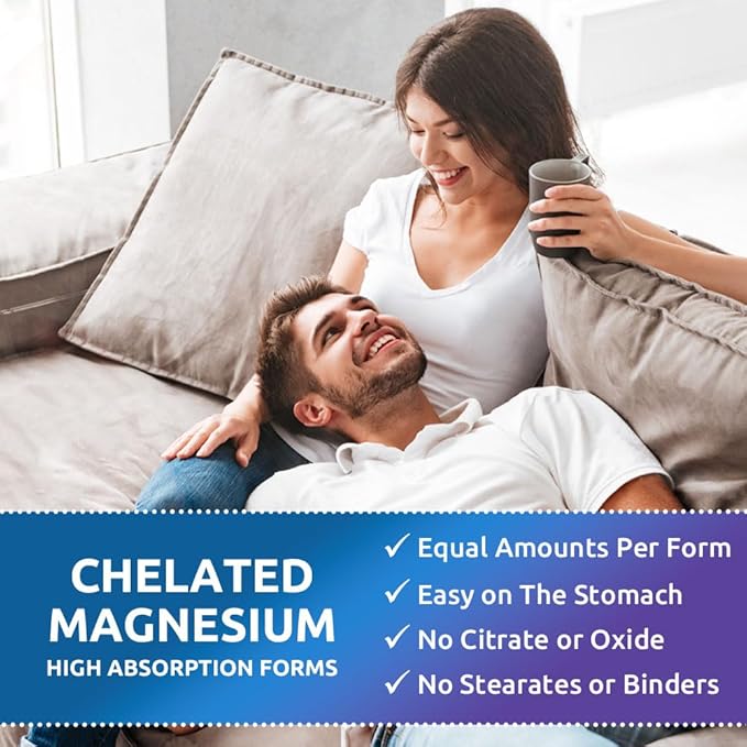 Zentastic Magnesium Complex - 360 Magnesium Capsules - Chelated Magnesium Glycinate, Malate, Taurate & Lactate - Support Bones, Muscles