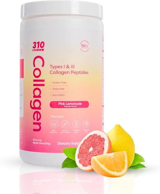 310 Nutrition - Collagen Peptides Protein Powder - Collagen Supplement - Multi Collagen Protein with Vitamins C, D, and E – Keto Friendly – Pink Lemonade 30 Servings