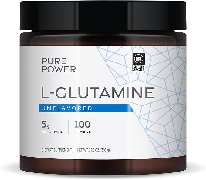 Pure Power L-Glutamine, Unflavored, 17.6 oz (500 g), 100 Servings (1 Jar), 5 g Per Serving, Non-GMO, NSF Certified for Sport, Dr. Mercola