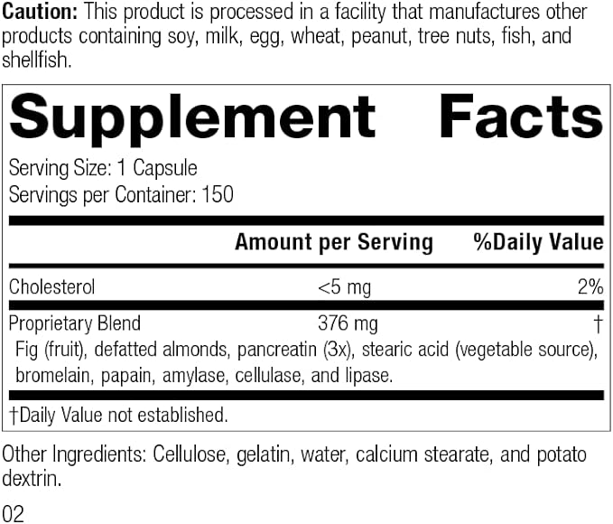 Standard Process Inc. Multizyme - Whole Food Pancreas Support, Pancreatin Digestive Enzymes, Digestive Health and Pancreatic Enzymes with Cellulase, Papain, Amylase, Lipase and More - 150 Capsules