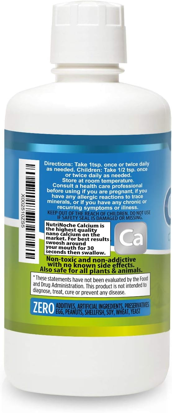 NutriNoche Liquid Calcium Supplement - 99.99% Ultra Pure Crystalline Nano Calcium for Women, Men & Children - Calcium Citrate Alternative - Absorbed at a Cellular Level Sublingually - 30 ppm