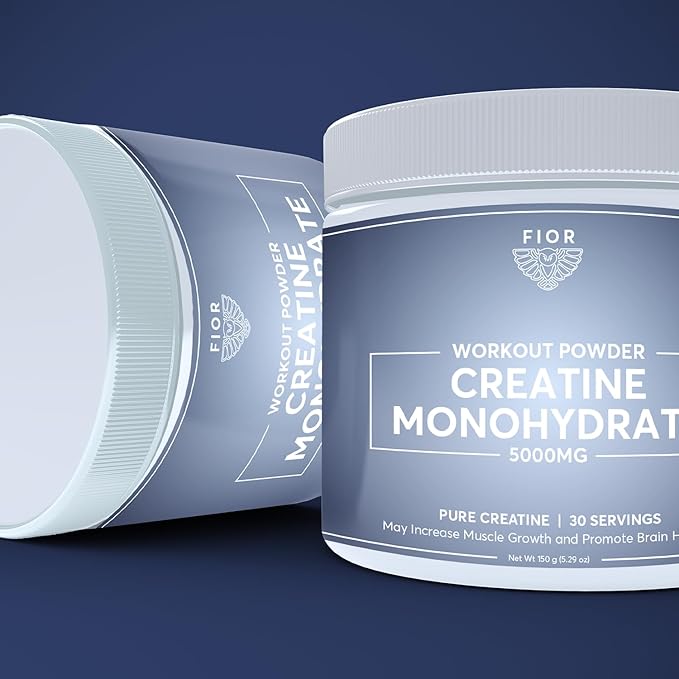 FIOR Pure Creatine Monohydrate Powder - Micronized Creatine for Men & Women, Pure Non-GMO, Vegan & Gluten Free Creatine Powder, 5 Grams per Serving, 60 Servings