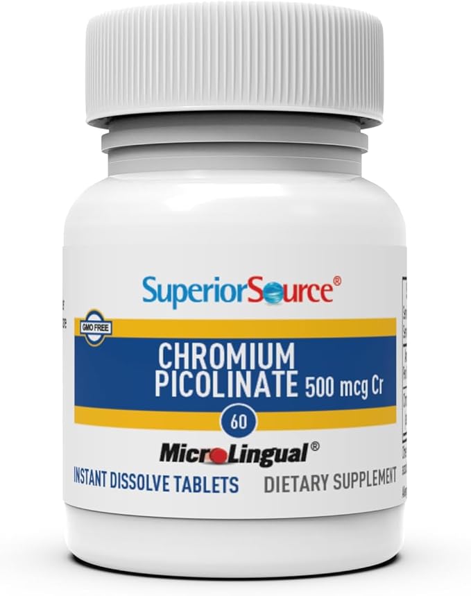 Superior Source Chromium Picolinate - Supplement Formula Supports Healthy Sugar Metabolism - 500 mcg, 50 Instant Dissolve Tablets