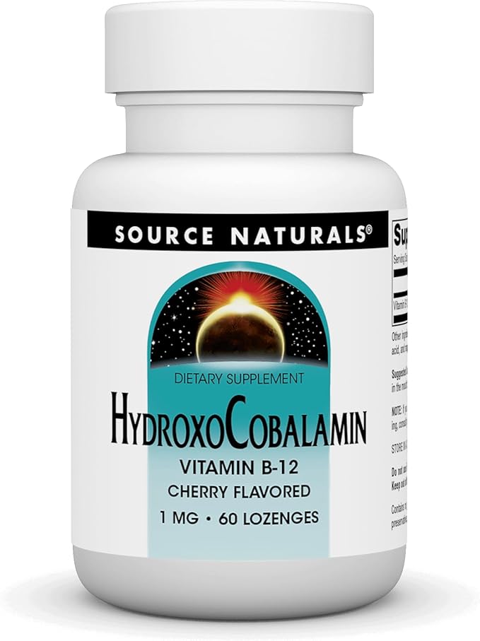 Source Naturals HydroxoCobalamin, Vitamin B-12, 1 mg - 60 Cherry Flavored Lozenges