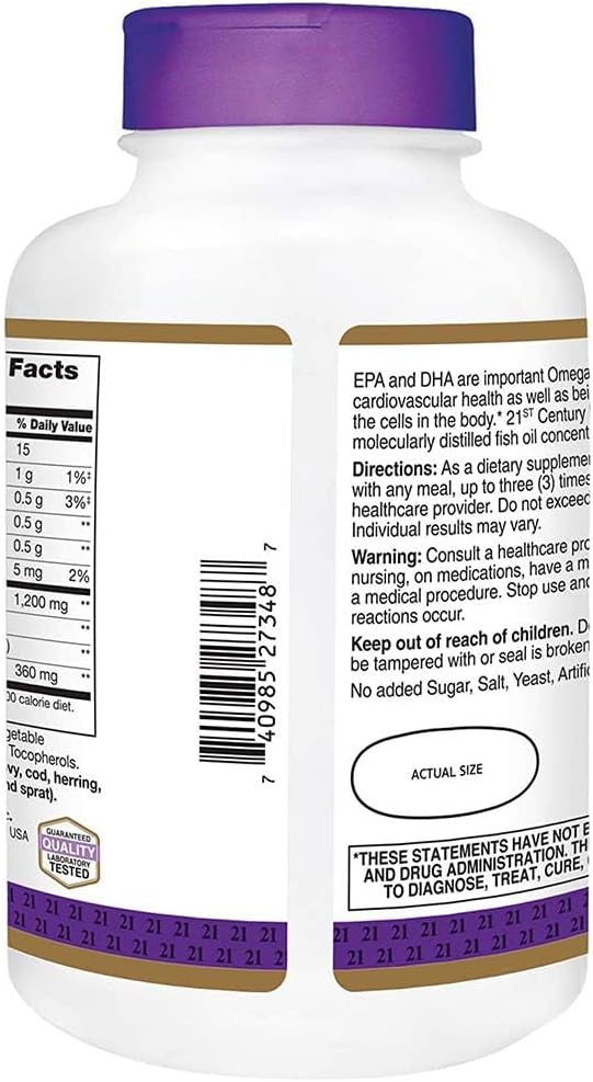 21st Century Fish Oil 1200 mg Softgels, 140 Count
