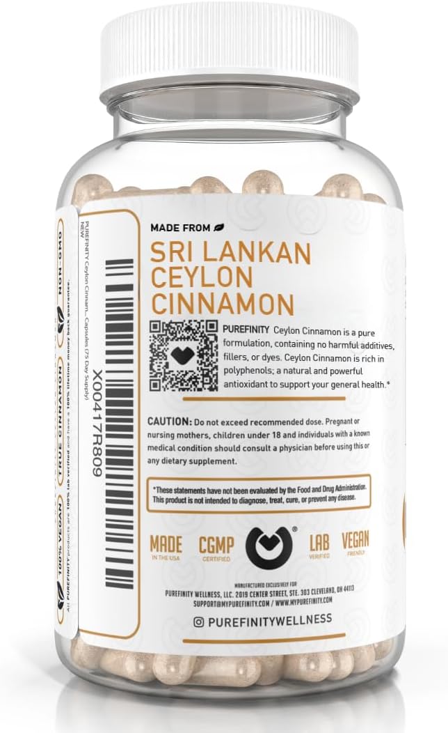 Ceylon Cinnamon Capsules – True Antioxidant Supplement from Sri Lanka Bark, Powerful Alternative to Pills or Tablets – 1500 mg, Vegan, Non-GMO, 150 Count (75 Day Supply)