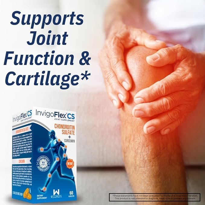 INVIGOFLEX® CS - Chondroitin Sulfate with Turmeric Curcumin Non GMO for Knee, Hand, Back & Hip Premium Joint Supplement