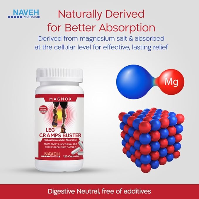 MAGNOX® Leg Cramps Buster | 380mg Magnesium for Leg Cramps at Night | Magnesium Supplement for Muscle Spasms | 3X More Absorption | Dead Sea Minerals | Sleep & Muscle | 120 Caps