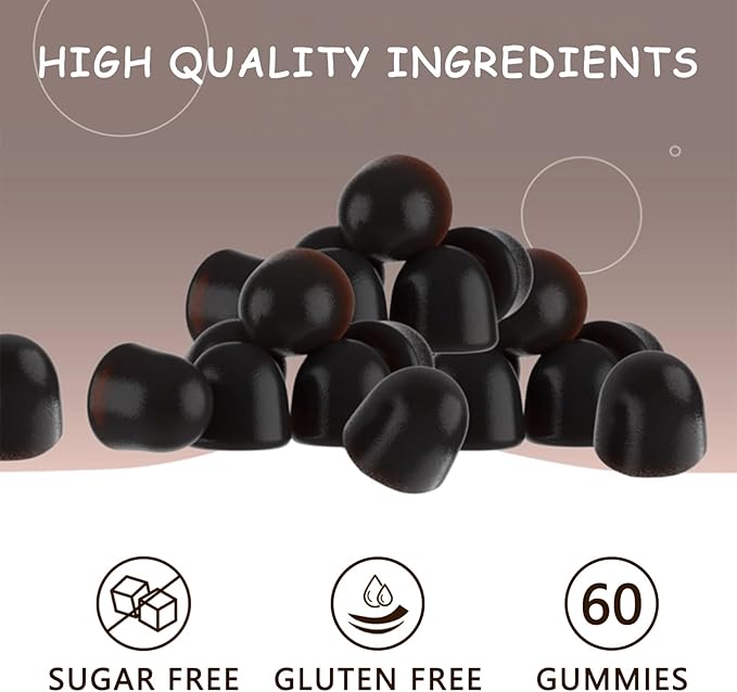 Organic Mushroom Gummies with Mane Mushroom, Reishi, Cordyceps, Lion's Mane Mushroom Gummies for Adults Brain Booster, Immune Support, Energy-60 Units