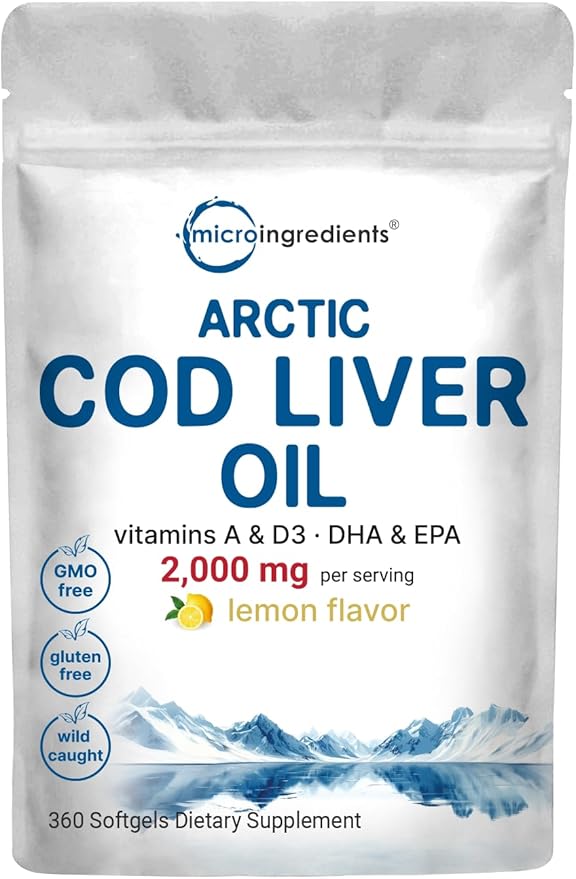 Triple Strength Omega 3 Fish Oil Supplements 4200mg Per Serving & Cod Liver Oil 2,000mg Per Serving, 360 Softgels | Lemon Flavored – Burpless – Wild Caught – Arctic Deep Sea Fish