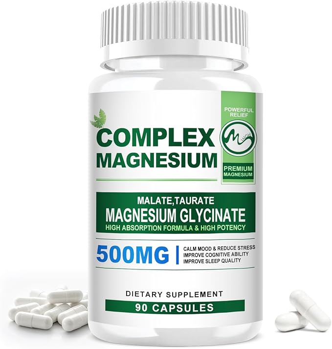 Magnesium Complex Capsules 500MG Blend with Glycinate L-threonate Taurate Malate and Glucose - 90