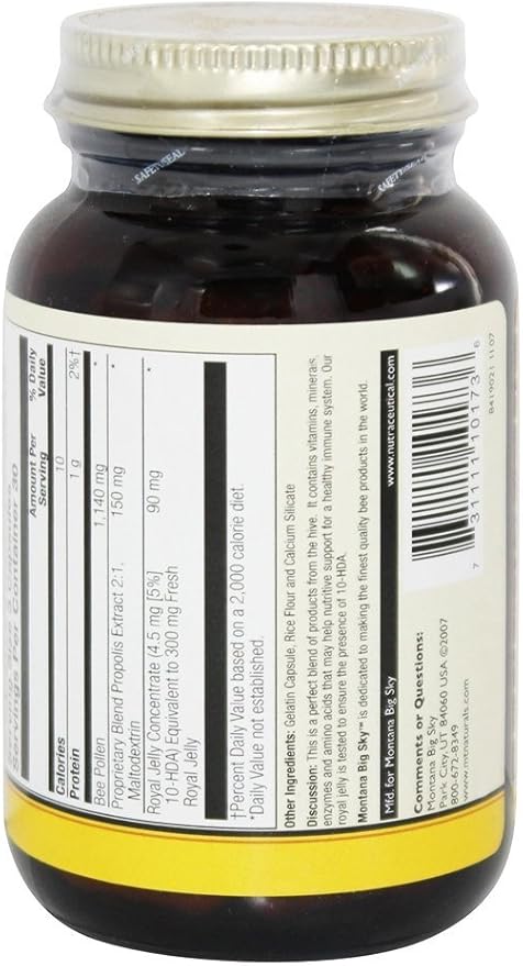 Honey Gardens Bee Pollen Royal Jelly and Propolis Capsules, 90 Count