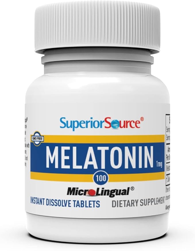 Superior Source Melatonin 1 mg - Healthy Sleep Support Supplement for Adults - Melatonin Formula with Chamomile Aids Relaxation & Restful Sleep - 100 Sublingual Dissolving Tablets