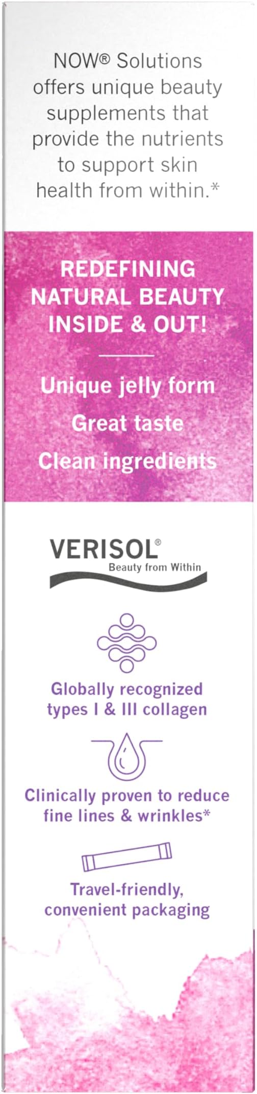 NOW Foods Solutions, Collagen Jelly Beauty Complex, Sweet Plum Flavor, 10 Jelly Sticks