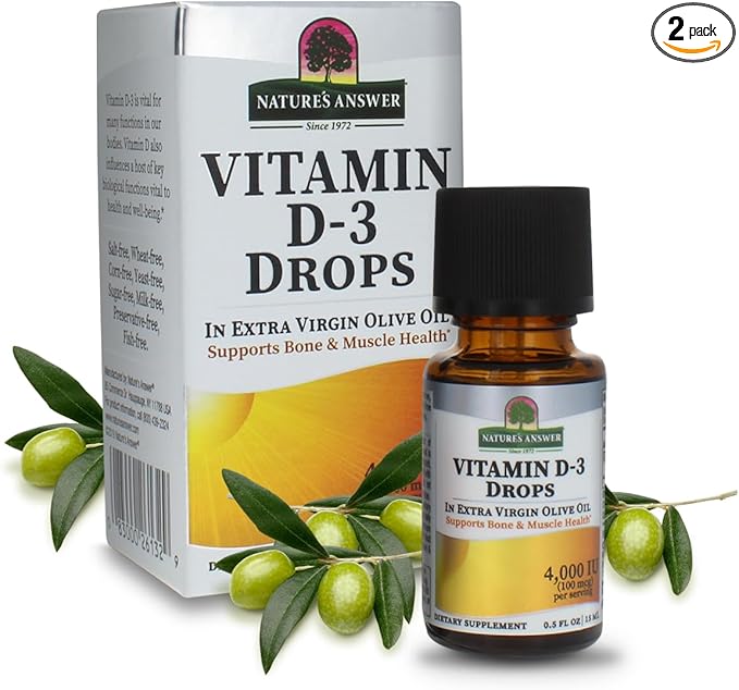 Nature's Answer Platinum Vitamin D3 4000 IU Supplement Liquid Drop, 0.5 Ounce - 2 per case. | Immune Booster | Promotes Muscle & Bone Health