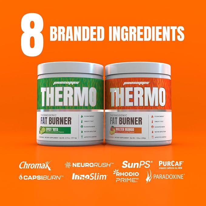 PROSUPPS Thermogenic Fat Burner Powder, Molten Mango - Weight Loss & Metabolism Booster Pre Workout Supplement for Women & Men - Supports Appetite Control & Boosts Energy - Gluten-Free - 25 Servings