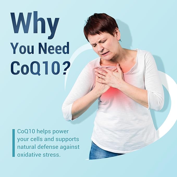 CoQ10 200mg - High Absorption 99% Ubiquinone Coenzyme Q10 - CO Q 10 Supplement Support Heart Health, Antioxidant & Energy Supplement - 60 Vegan Capsules