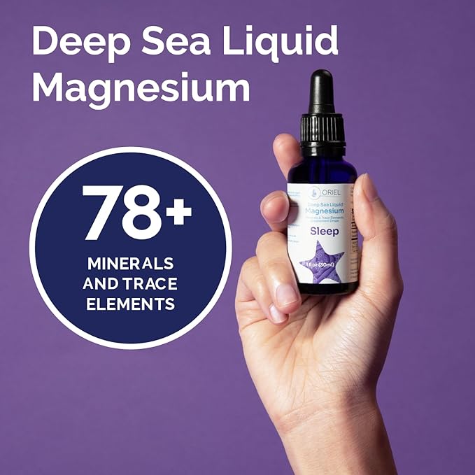 Oriel Liquid Magnesium Drops for Sleep, Rapid Absorption, Free Ion Magnesium, Minerals and 78 Trace Elements, Supports Natural and Deep Sleep, Relaxation and Calm, 30 ml, 30-Day Supply