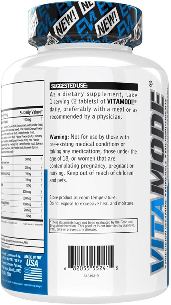EVL Advanced Daily Multivitamin - Men's Multivitamin with Essential Minerals Phytonutrient Complex and VitaMode Active Mens Vitamins for Energy with Lycopene for Muscle Bone and Immune Support