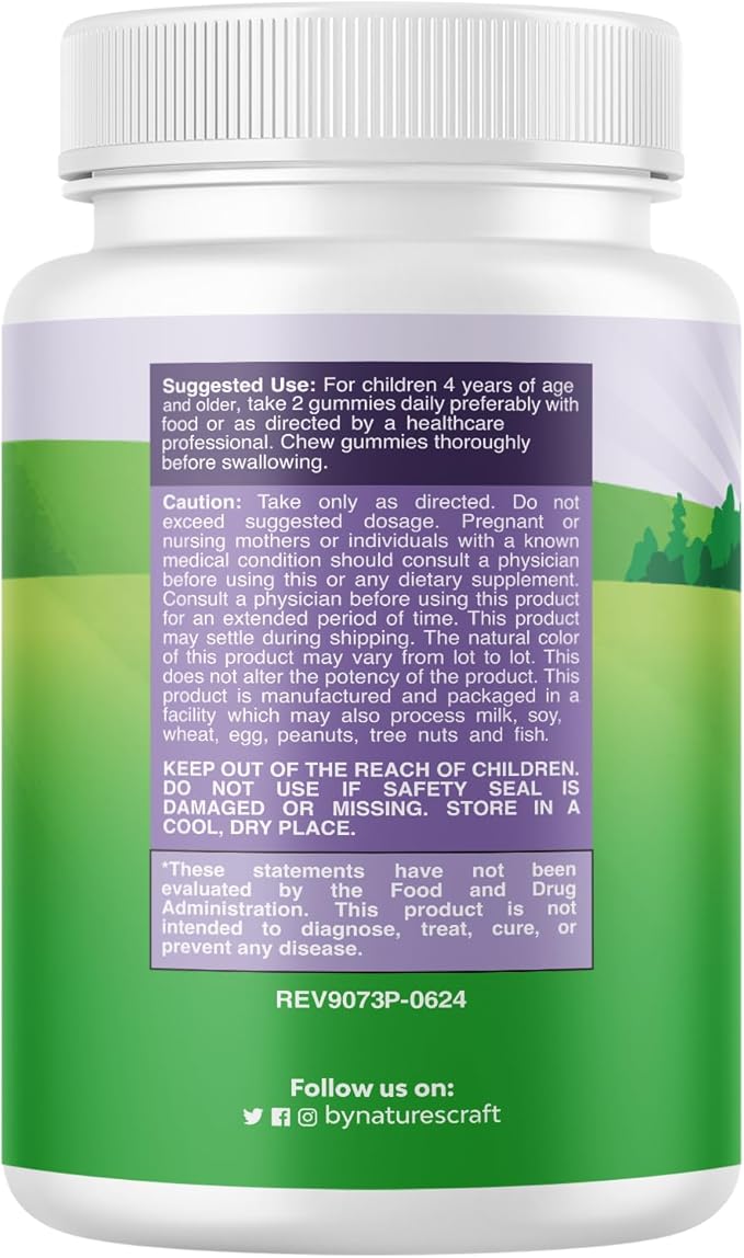 Natures Craft Tasty Kids Calcium Gummies - Vitamin D & Calcium Gummies for Children - Vitamin with & D for Muscle Bone Development Gelatin-Free Kosher Childrens 30ct (1 Pack)