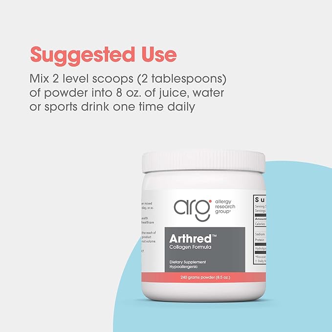 Allergy Research Group Arthred Supplement - Collagen Powder for Men & Women, 10.5g Collagen Peptides, Bovine Sourced, Arthred Powder, Collagen Formula, Hydrolyzed Collagen - 8.5 Oz