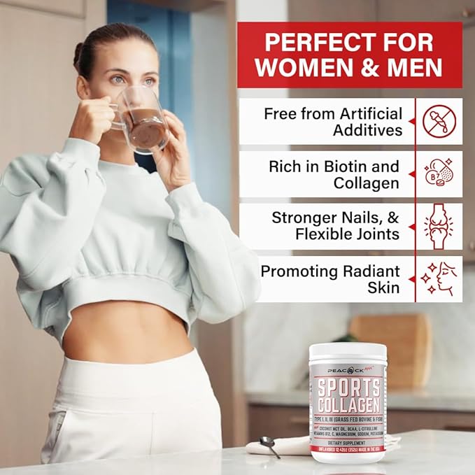 Sports Collagen Powder, 12.42 oz, Pack of 2 - Grass Fed Bovine & Wild Fish Hydrolyzed Type I, II, III Multi Collagen Peptides, Unflavored Protein Powder with BCAA, Magnesium & Electrolytes