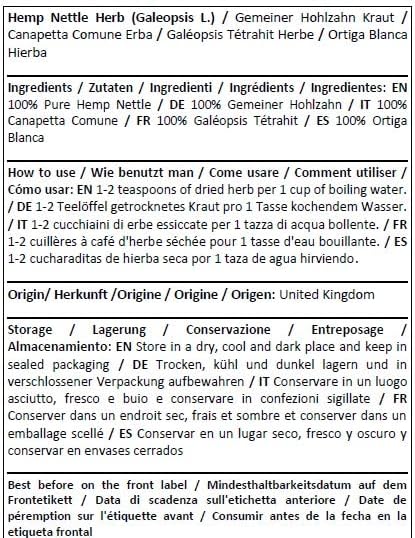 Herba Organica Hemp Nettle Herb - Galeopsis L - Herbal Tea (100g)