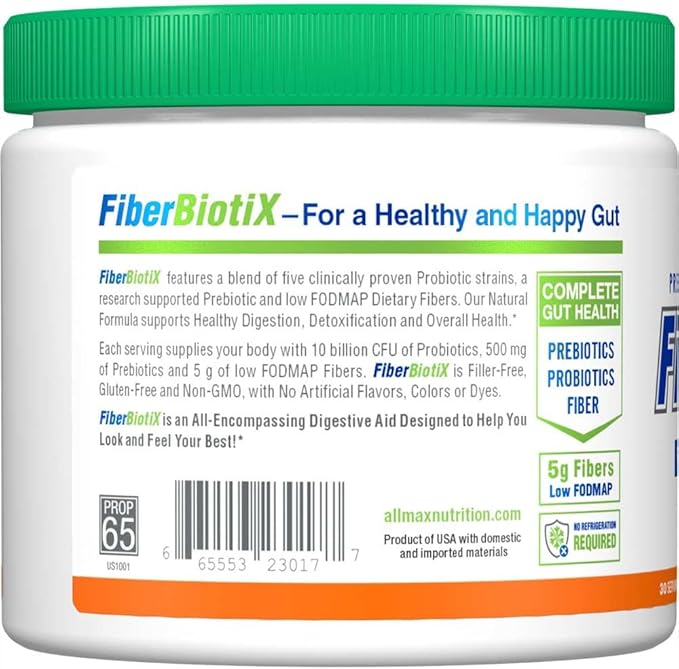 ALLMAX Naturals - FiberBiotix - Supports Gastrointestinal Health, Detoxification and Digestion for a Healthy and Happy Gut (207g, Orange)