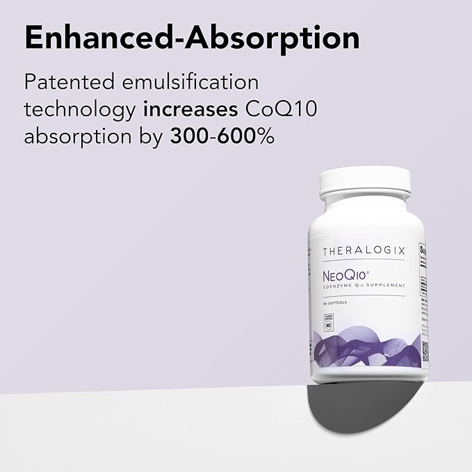Theralogix NeoQ10 Coenzyme Q10 Supplement - Heart Health & Fertility Support - CoQ10 Fertility Supplement for Men & Women* - NSF Certified - 90 Softgels (90-Day Supply)