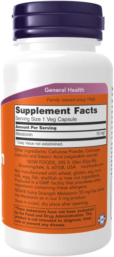 Now Foods Melatonin, 10 mg, 100 Veggie Caps, 2 Pack