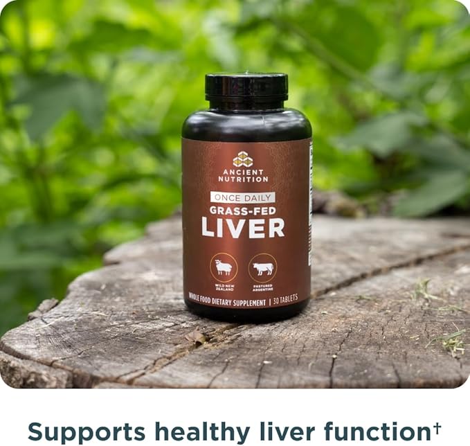 Ancient Nutrition Organ Supplements, Once Daily Grass-Fed and Wild Organ Complex Capsules, Beef & Lamb Liver, Supports Healthy Blood, Gut, and Liver, 30 Ct