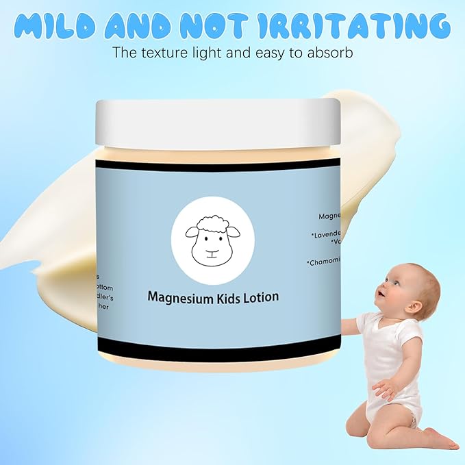 Magnesium Lotion for Kids,Magnesium Lotion for Sleep Kids,Topical Magnesium Cream to Help Calm Before Bed and During the Night,8 sheep Magnesium Cream - Kid Safe, 4 oz (2)