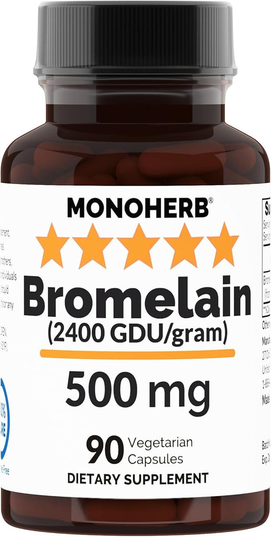 Bromelain 500 mg per Capsule - 90 Veg Capsules - 90 Servings