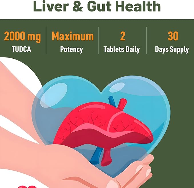 TUDCA Liver Supplements 2000mg - Strong Bile Salts Support Liver Detox & Cleanse - Liver and Gallbladder Health Formula-Easy to Swallow Tablets-30 Days Supply