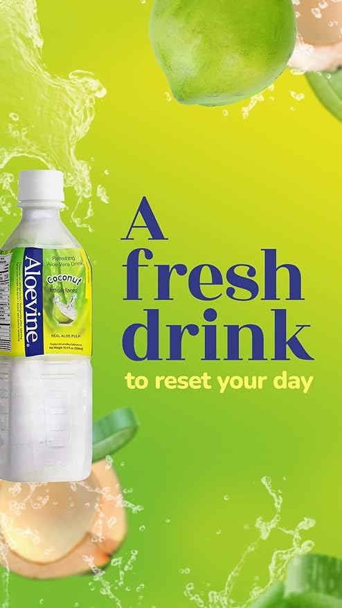 Aloevine Aloe Vera Drink, 16.9 fl oz, 20 pack Coconut