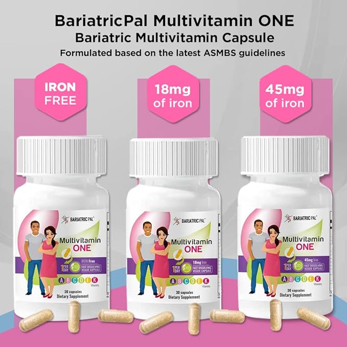 BariatricPal Multivitamin ONE 1 per Day! Bariatric Multivitamin Capsule with 45mg Iron (30 Count)
