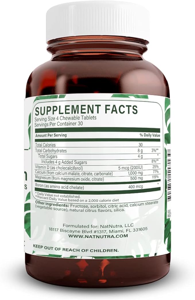 Natural Nutra Chewable Calcium Supplement for Bone Strength, Promotes Muscle Health, Helps Enhance Teeth Health, Support Nerve Health, and Cardiovascular Health, Improve Bone Strength, 120 Tablets