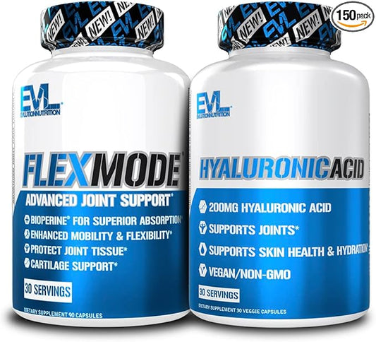 Advanced Joint Support Supplement Bundle - Complete Joint Support Stack with Hyaluronic Acid and FlexMode with Joint Vitamins Glucosamine Chondroitin MSM and BioPerine for Enhanced Absorption
