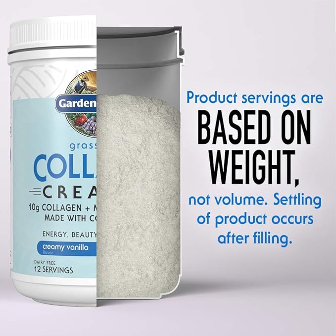 Garden of Life Grass Fed Collagen Creamer Powder - Vanilla, 12 Servings, Collagen Powder for Coffee Energy Beauty Joints, Coconut MCTs, Keto Protein Supplements