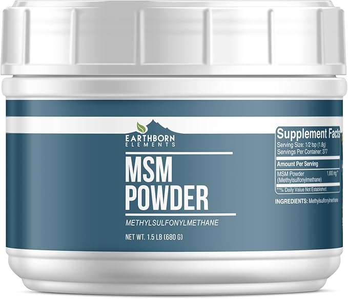 Earthborn Elements Methylsulfonylmethane (MSM) Powder, 1.5 lb, Non-GMO, Dietary Supplement
