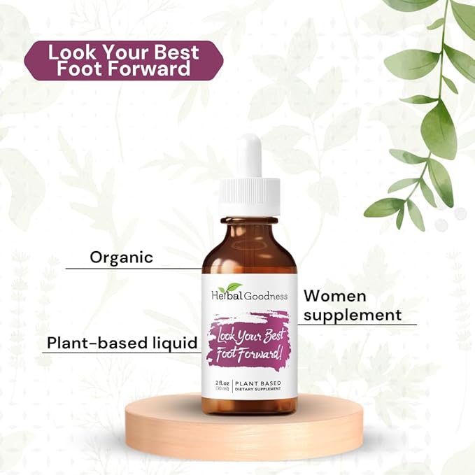 Herbal Goodness Look Your Best Foot Forward - 2oz Bottle - Plant-Based Beauty Liquid Extract for Skin, Hair & Nails. Substitute Liquid Collagen for Women & Biotin, Horsetail Supplements